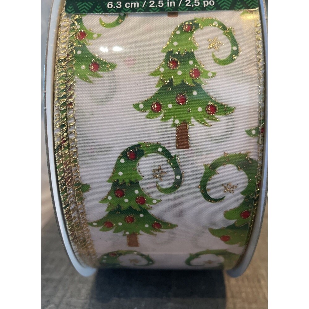 50 Yard Roll 2.5 Inch Grinch Tree Inspired Wired Christmas Ribbon Ornaments